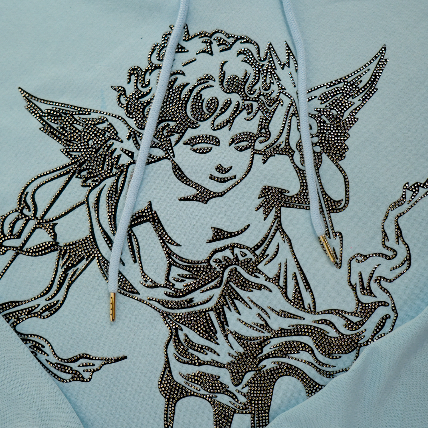 Unisex Crystal Cupid Angel Hoodie | Light Blue