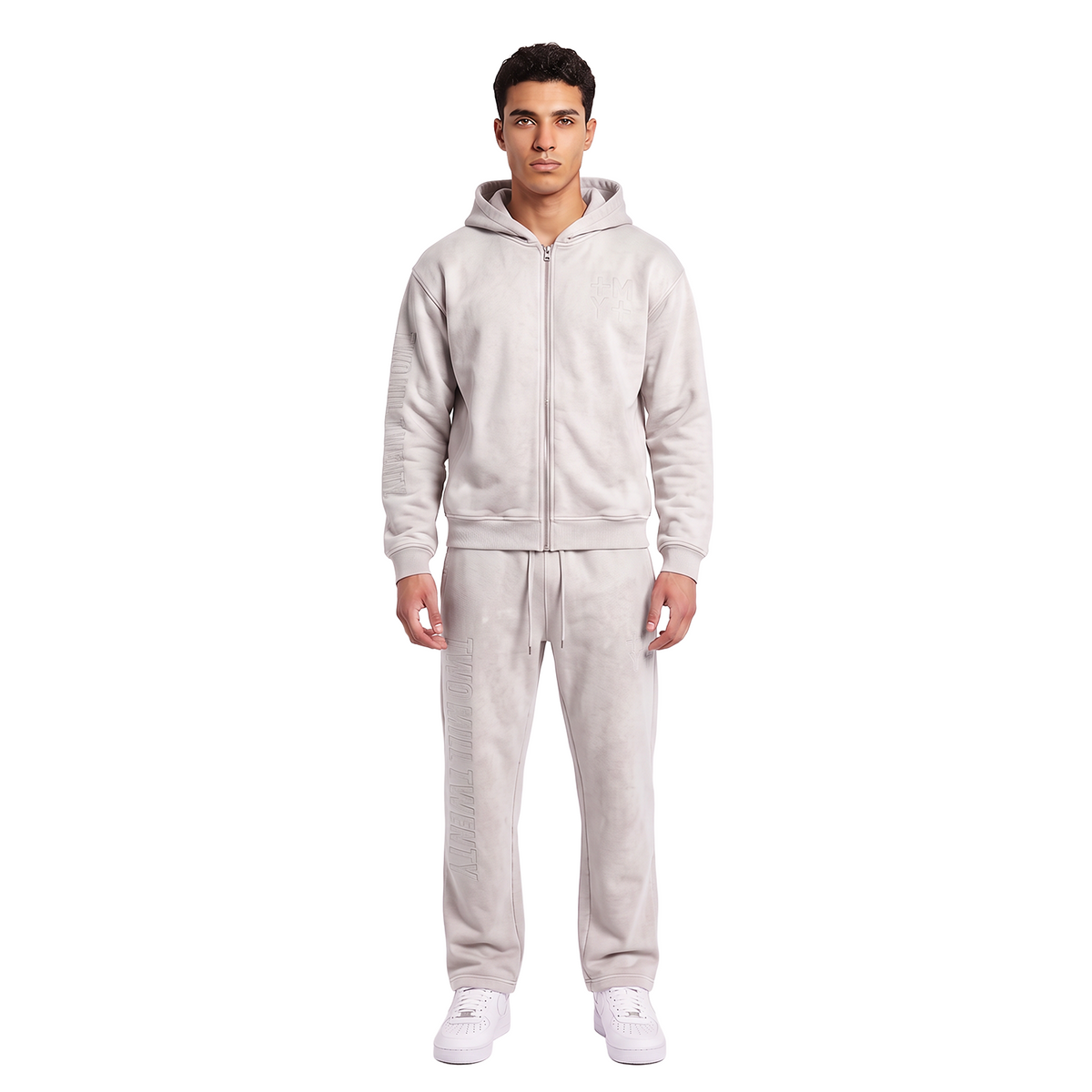 GHOSTED (Plain) Sweat-Set | White Dirty Wash
