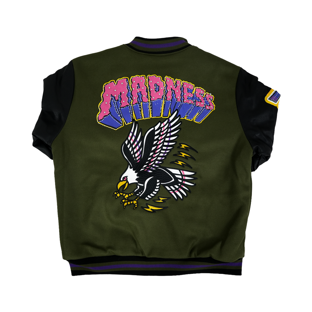 Men's Madness Varsity Bomber Jacket | Olive