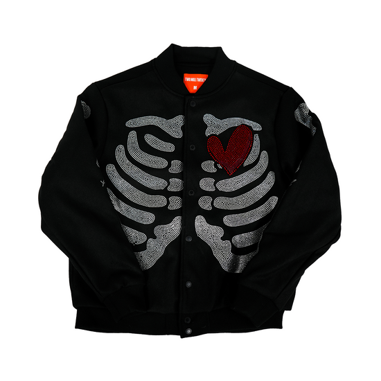 Men's Rebel Heart Rhinestone Bomber Jacket | Black