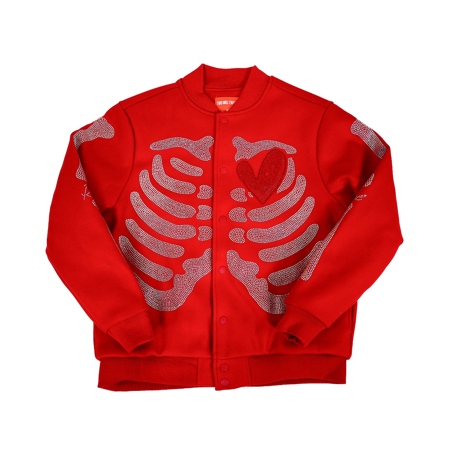 Men's Rebel Heart Rhinestone Bomber Jacket | Red