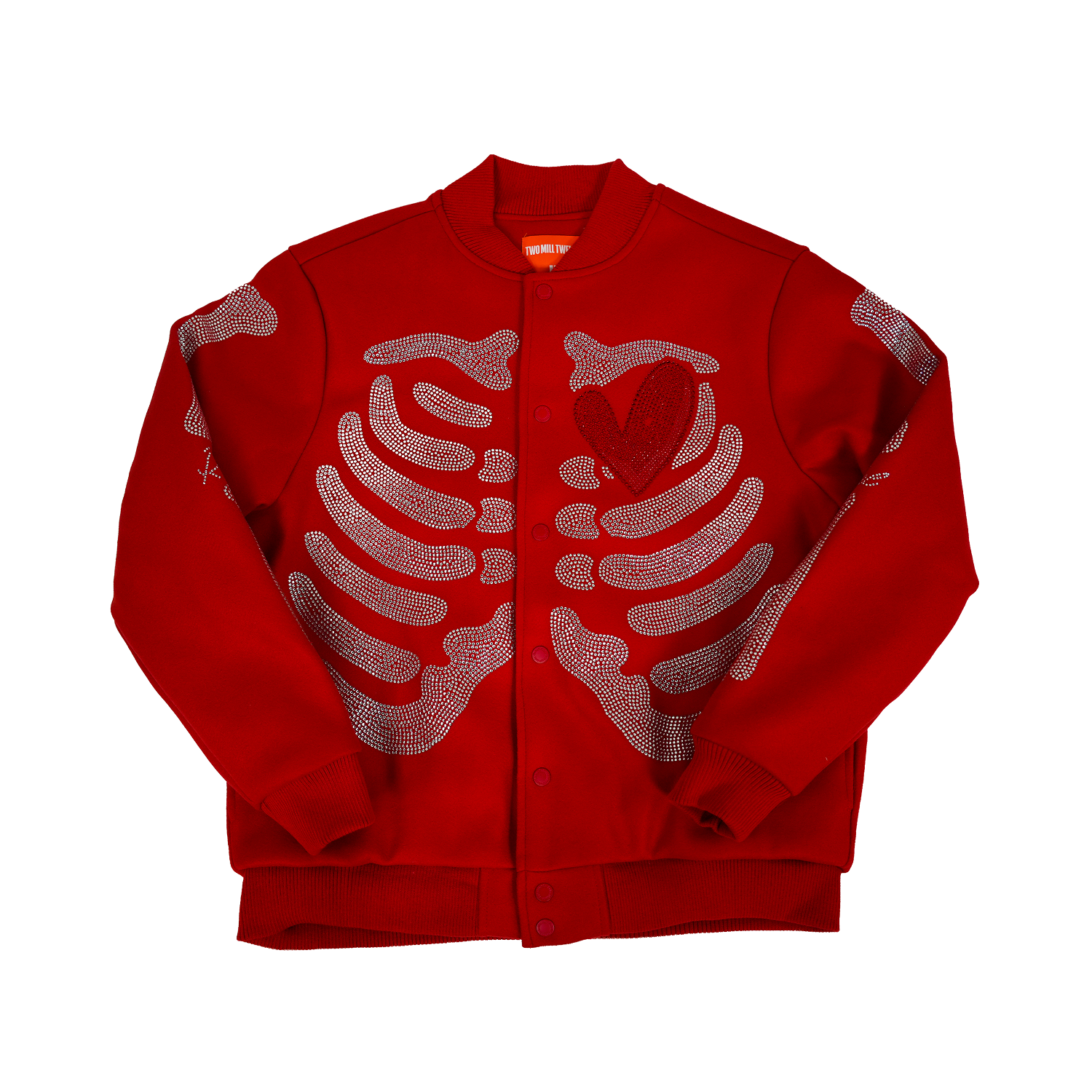 Men's Rebel Heart Rhinestone Bomber Jacket | Red