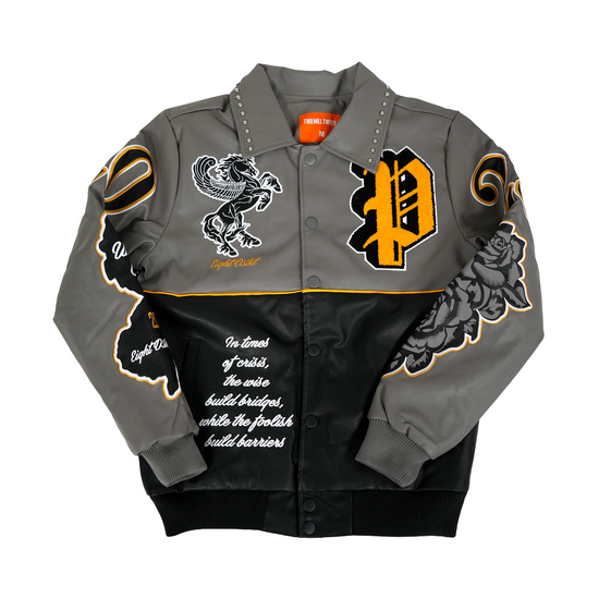 Men's Pegasus Varsity Bomber Jacket | Grey / Black