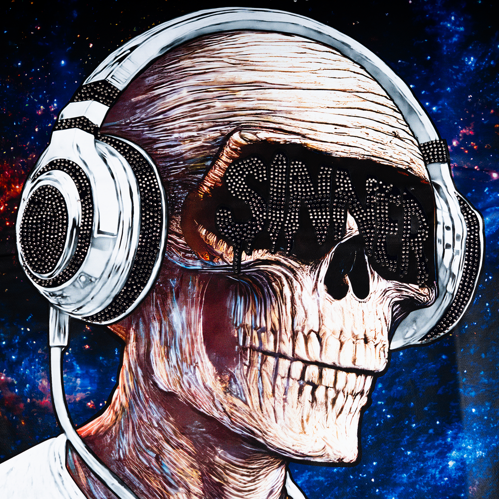 Men's Skull in Headphones T-Shirt | Navy