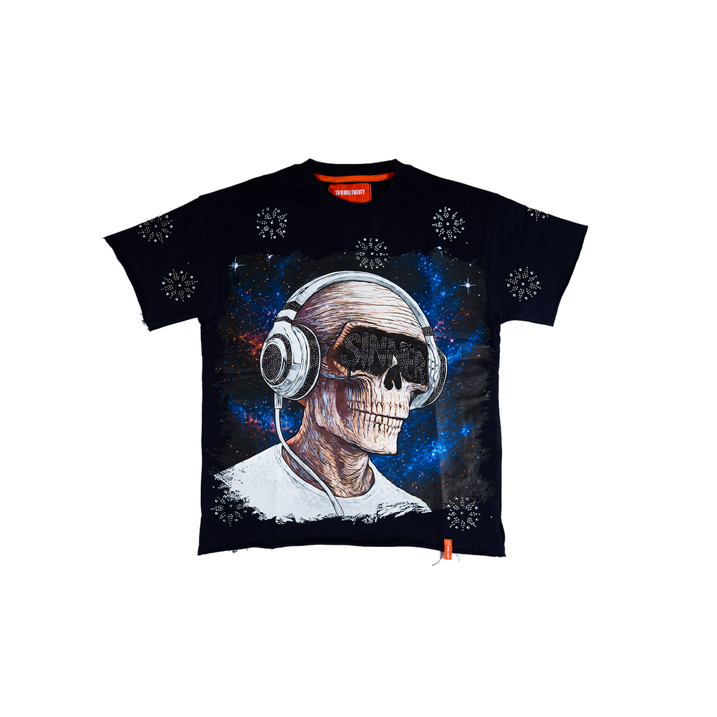 Men's Skull in Headphones T-Shirt | Navy