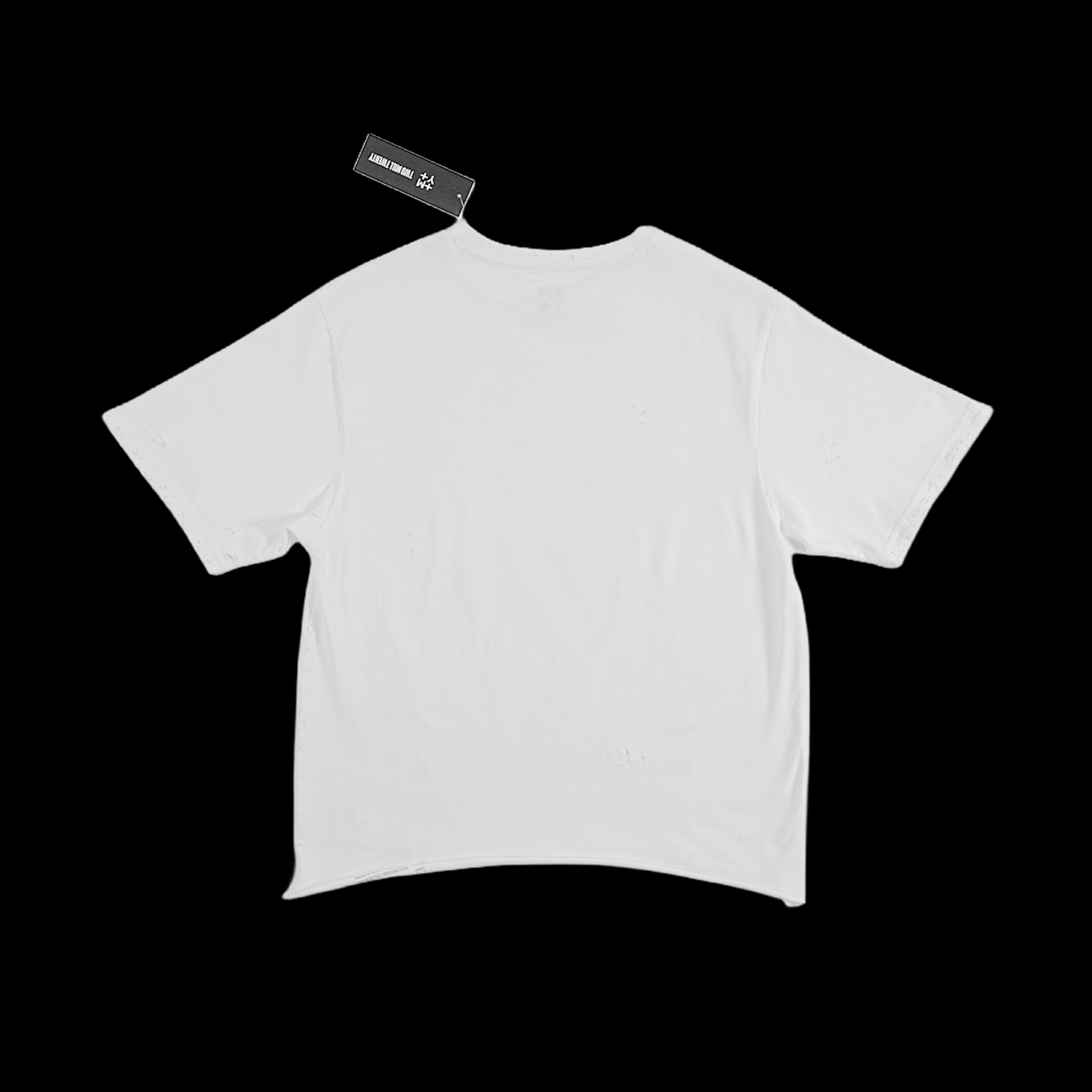 Cropped Distressed Raw Hem EZ Tee | White
