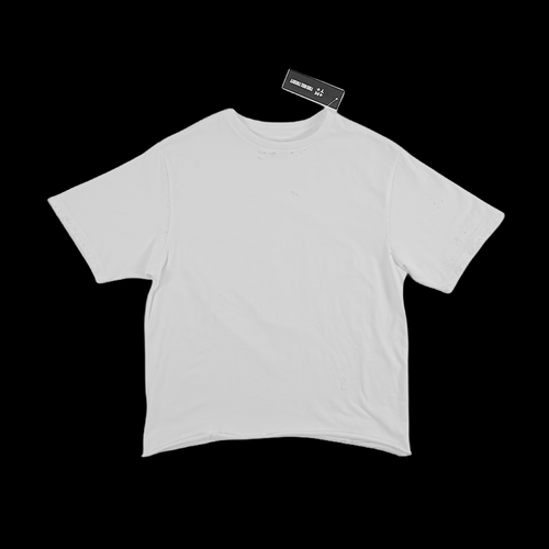 Cropped Distressed Raw Hem EZ Tee | White
