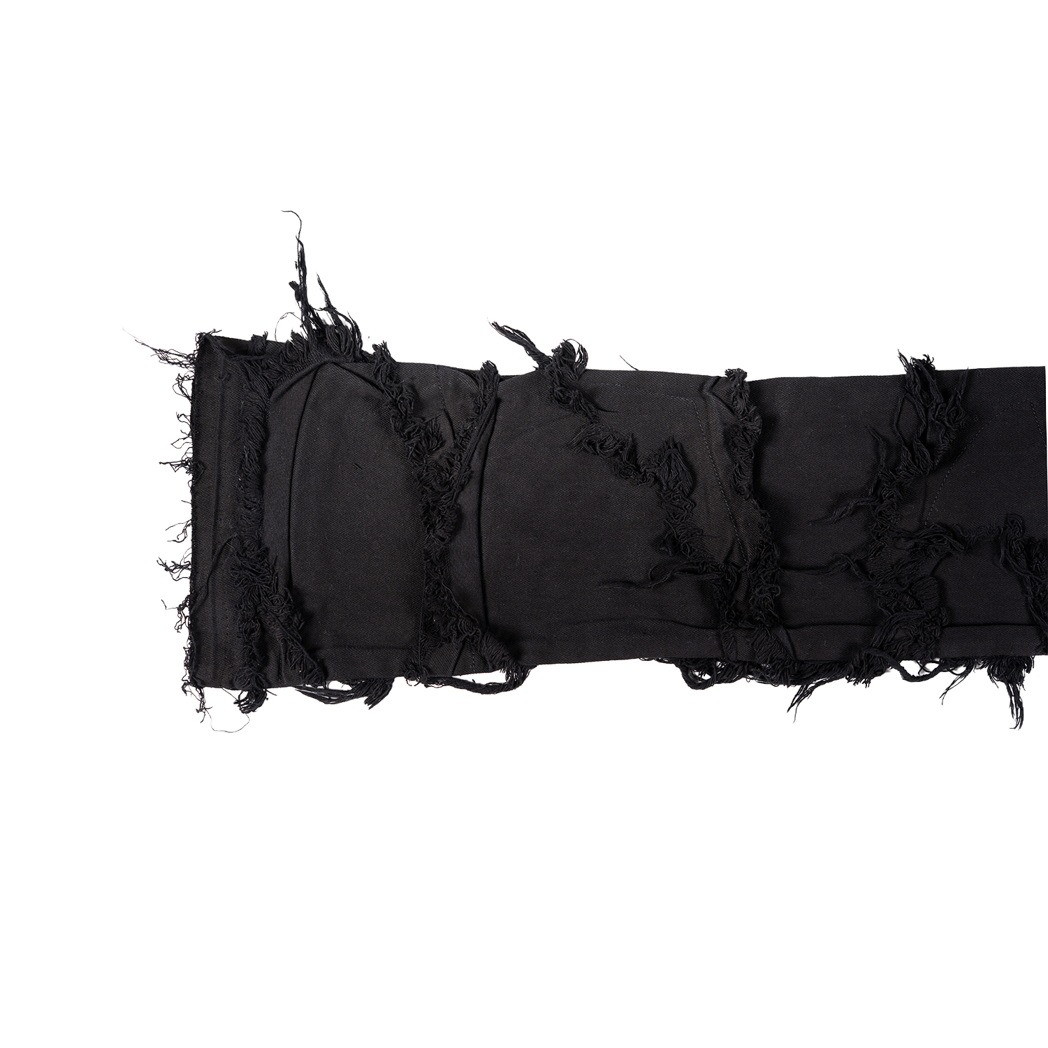 Men's Frayed Slashed Boot Cut Jeans | Jet Black