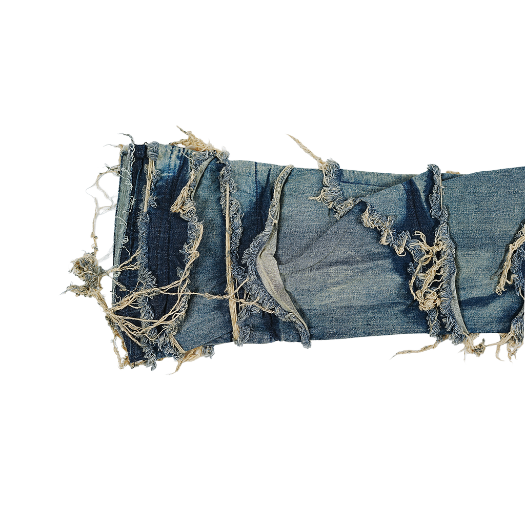 Men's Frayed Slashed Boot Cut Jeans | Indigo