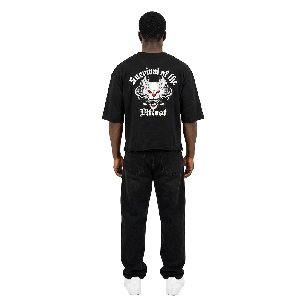 Men's Sinister Boxy Cut T-Shirt | Black & Red