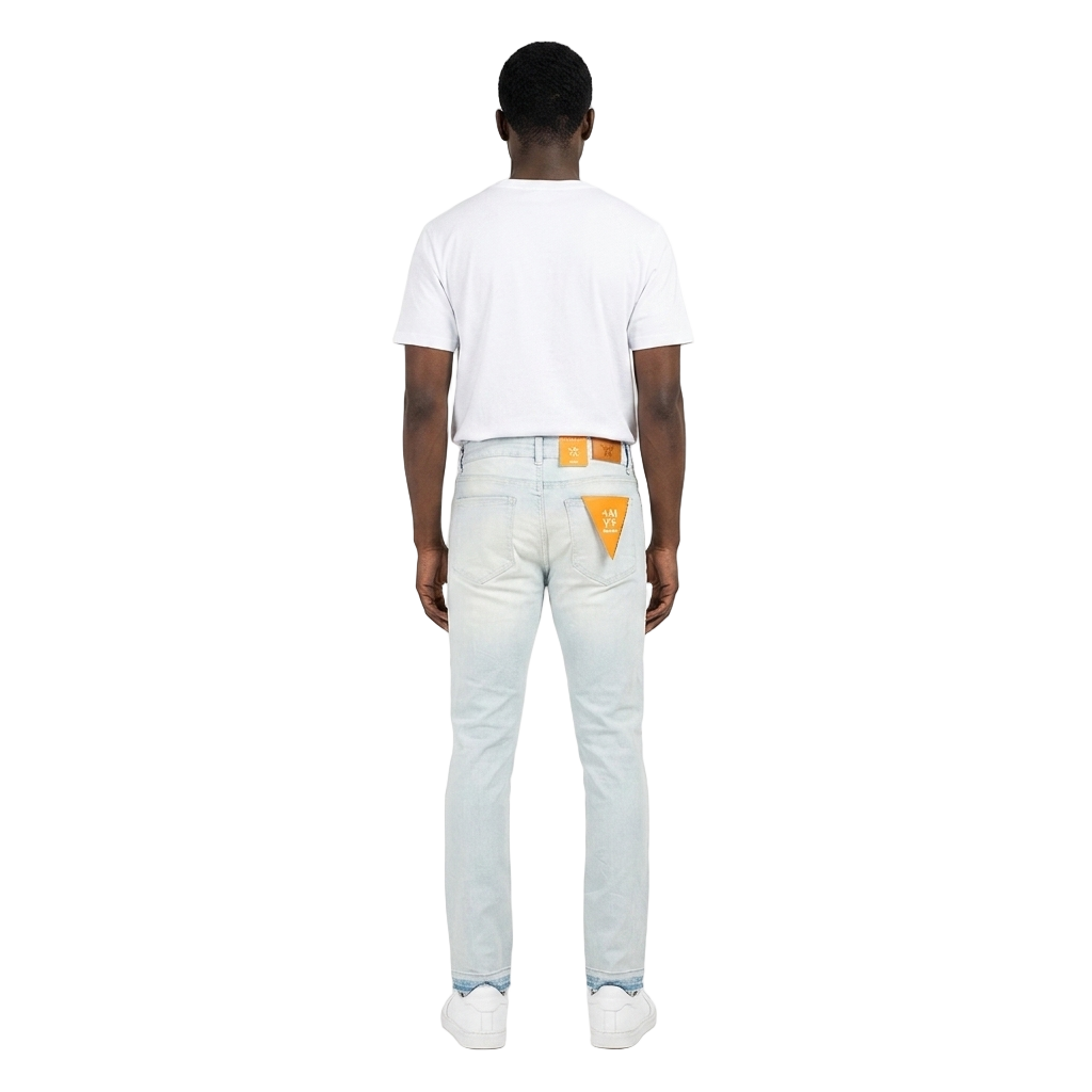 Men's Straight Leg Rhinestone Claw Jeans | Light Wash