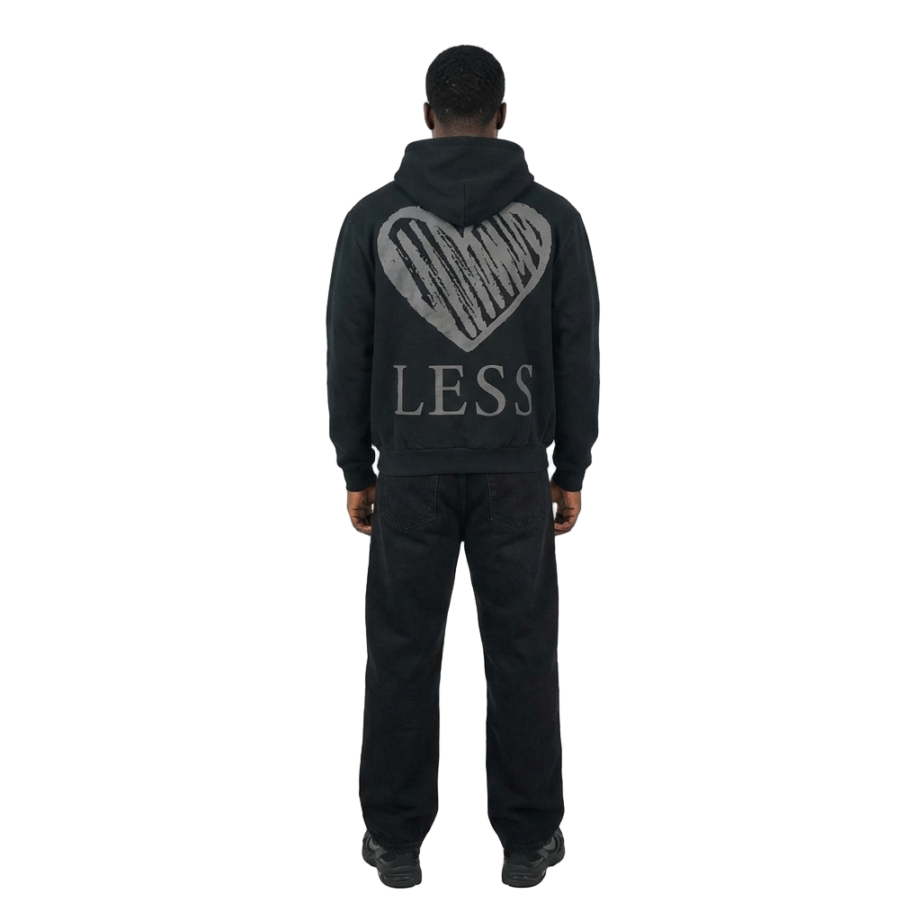 Men's Heartless Graphic Script Hoodie | Black