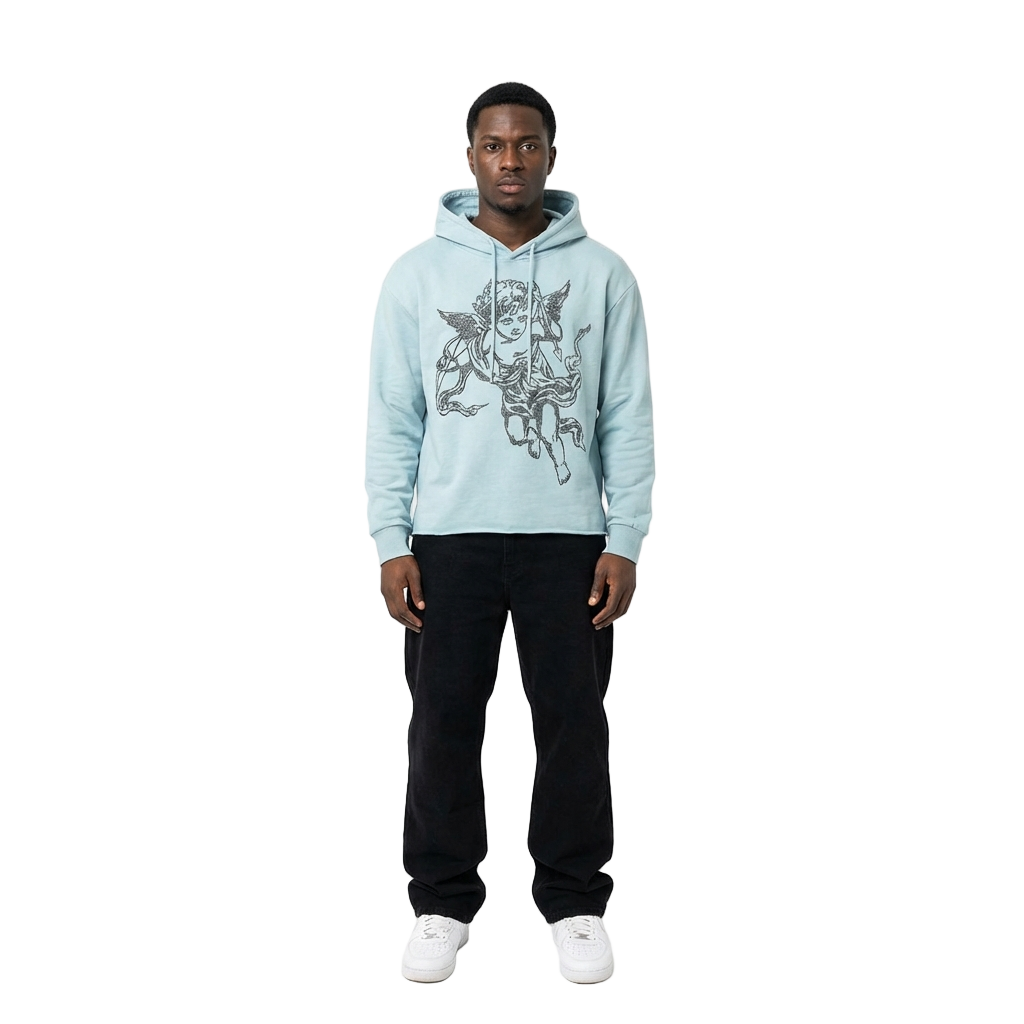 Unisex Crystal Cupid Angel Hoodie | Light Blue