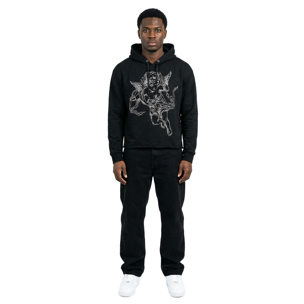 Unisex Crystal Cupid Angel Hoodie | Black