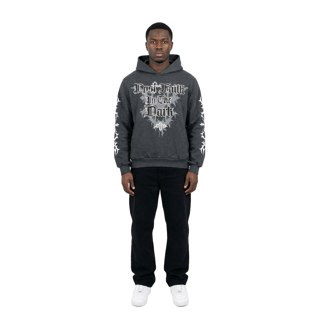 Men's Lost Faith Gothic Hoodie | Charcoal Grey