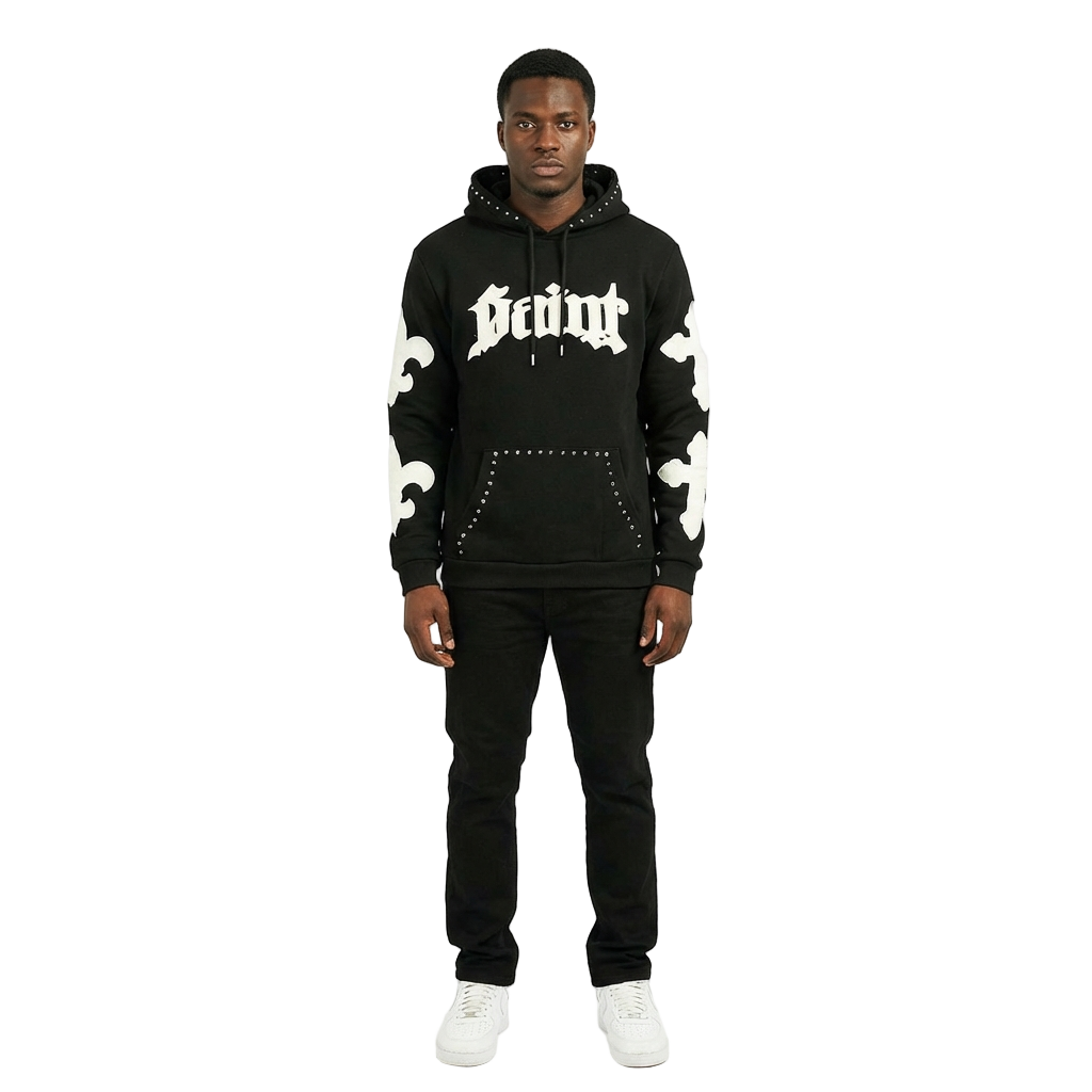 Men's Saint Studded Hoodie | Black