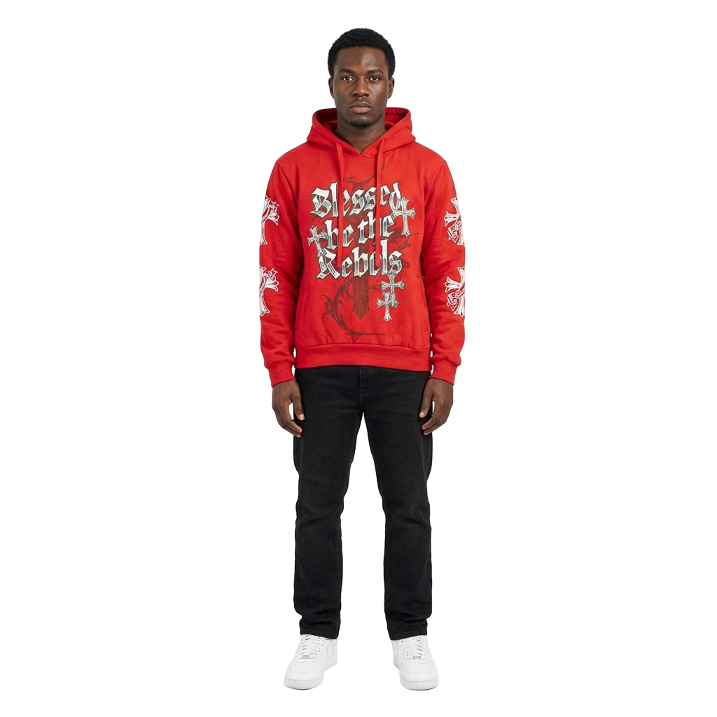 Unisex Gothic Blessed Rebels Hoodie | Red