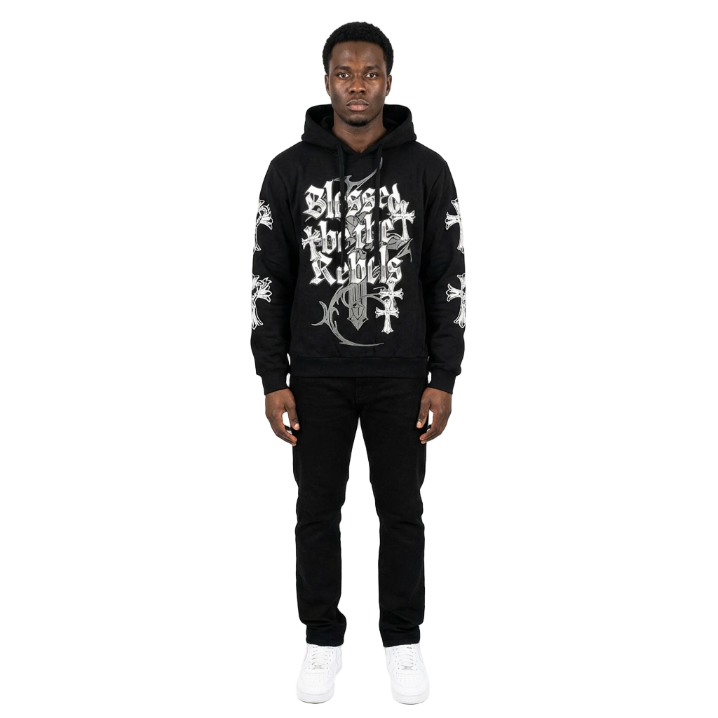 Unisex Gothic Blessed Rebels Hoodie | Black