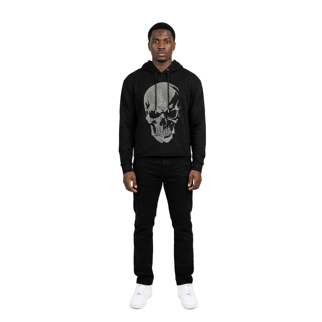 Unisex Crystal Skull Hoodie | Black