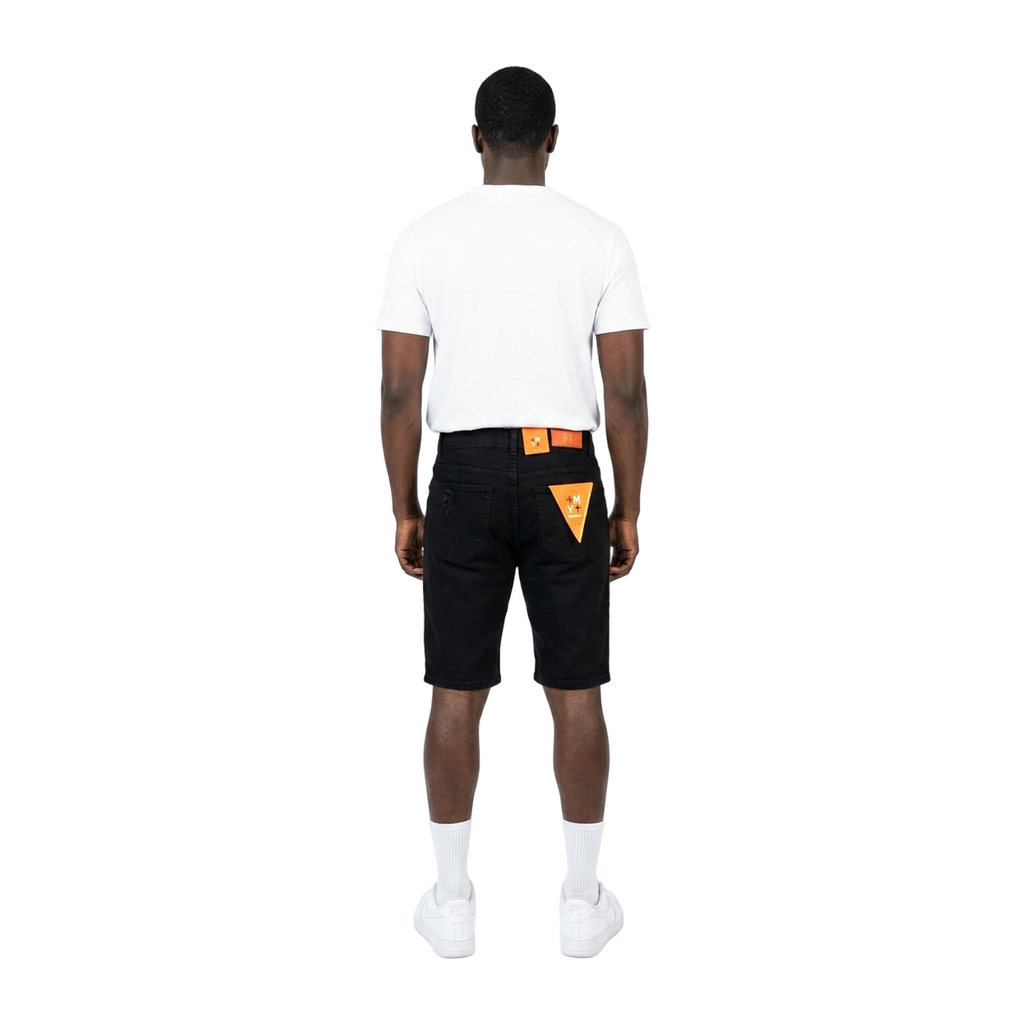 Men's Ripped Distressed Denim Jean Shorts | Jet Black