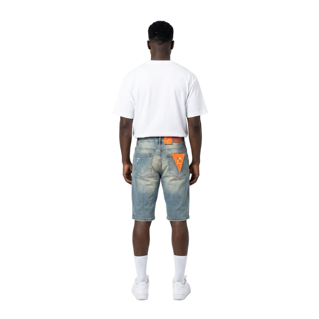 Men's Ripped Distressed Denim Jean Shorts | Light Vintage