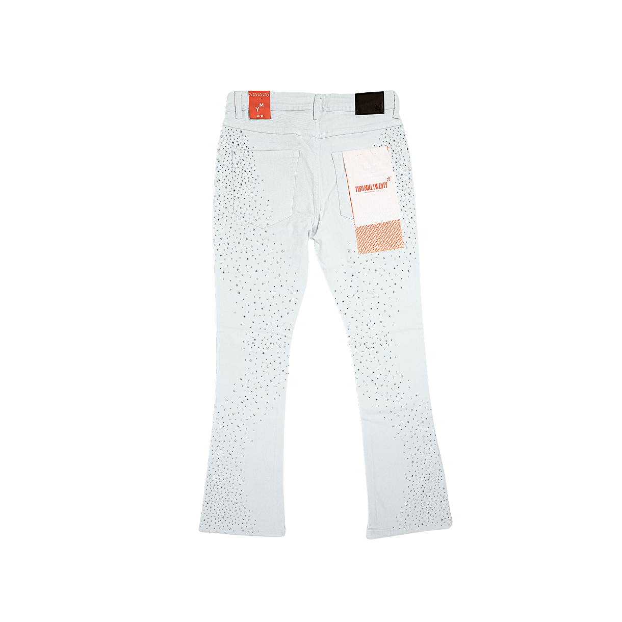 Men's Flare Leg Rhinestone Jeans | White
