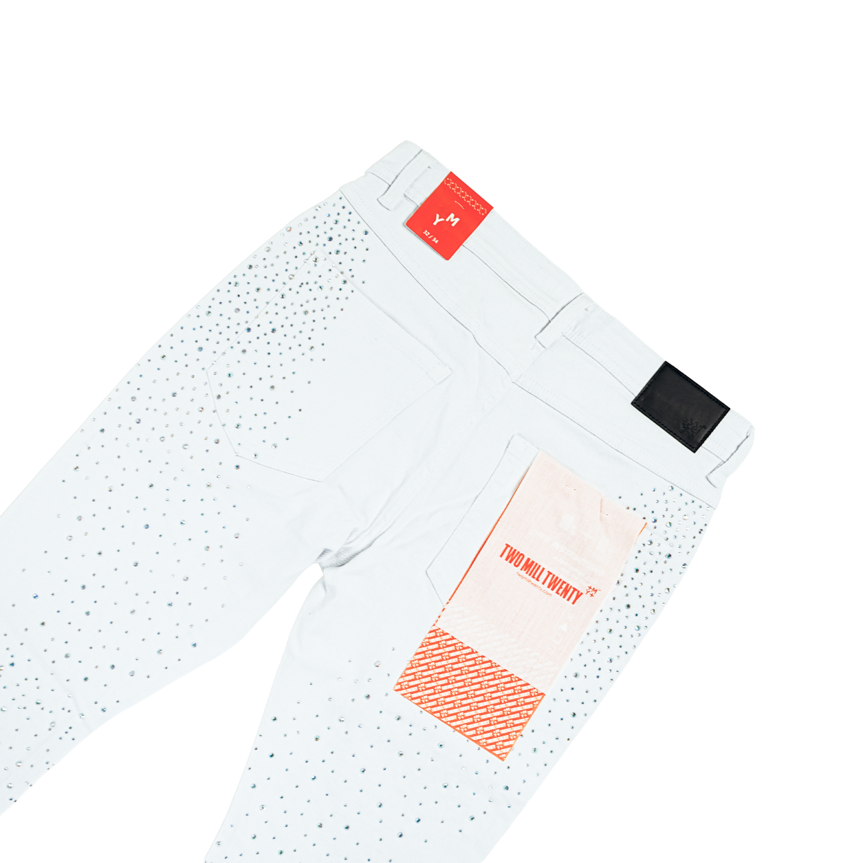 Men's Flare Leg Rhinestone Jeans | White