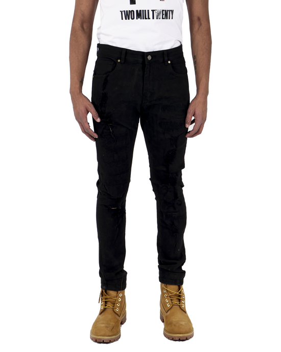 MILWAUKEE | Men's Slim Fit Denim Pants Rip & Repair in Jet Black