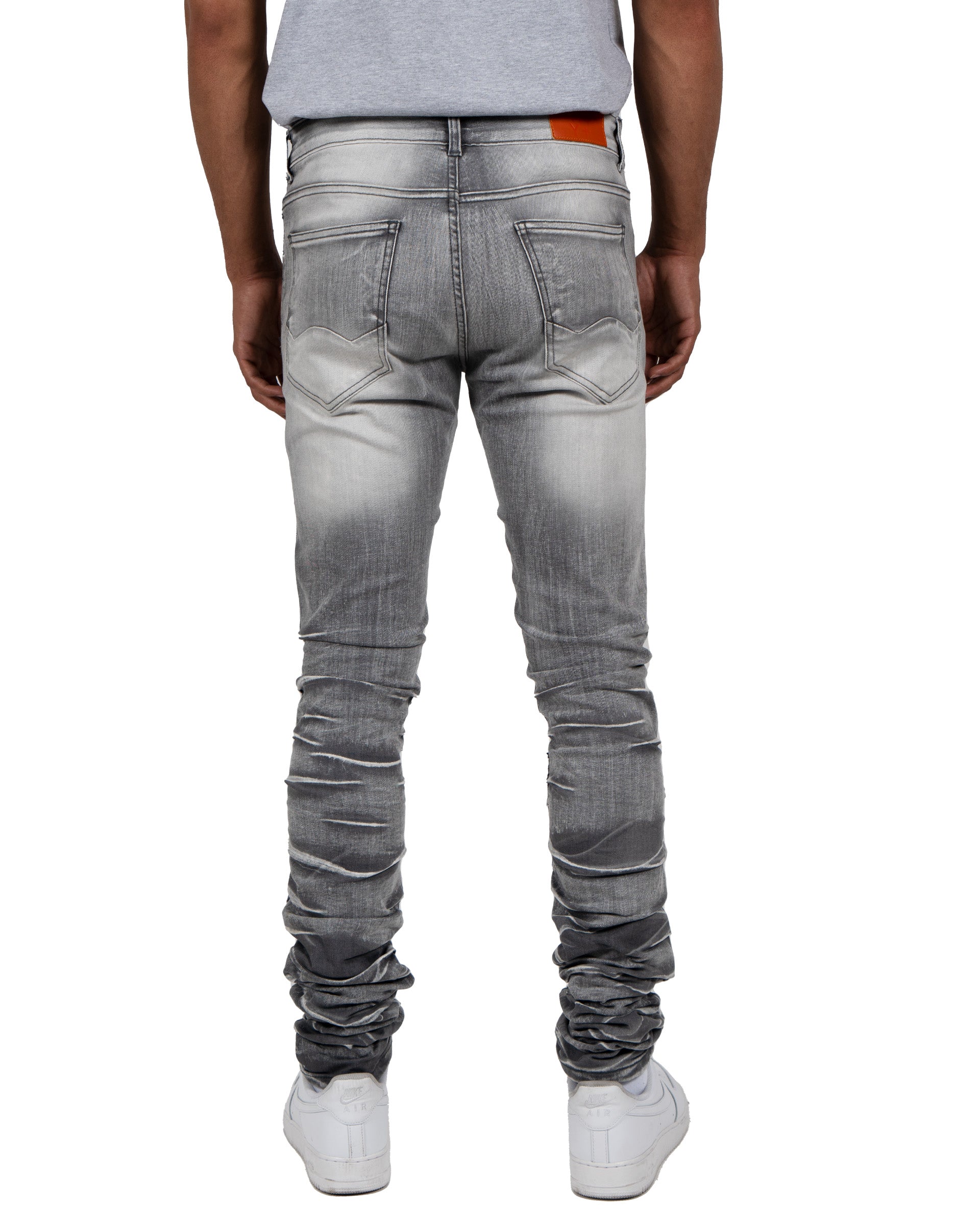 MONROE | Skinny Fit Stacked Leg Denim Jeans in Grey