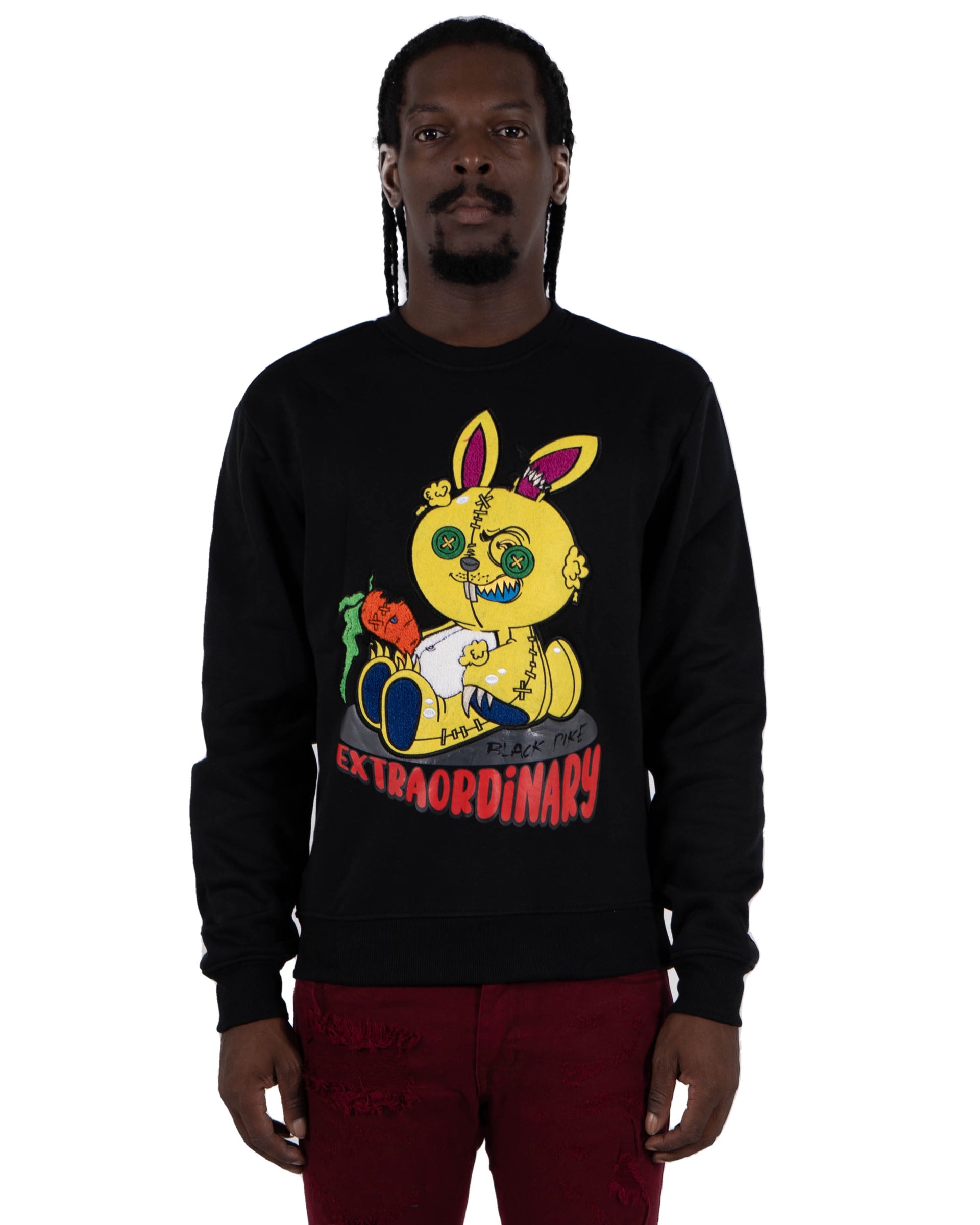 Men's "Extraordinary" Graphic Embroidered Sweatshirt | Black
