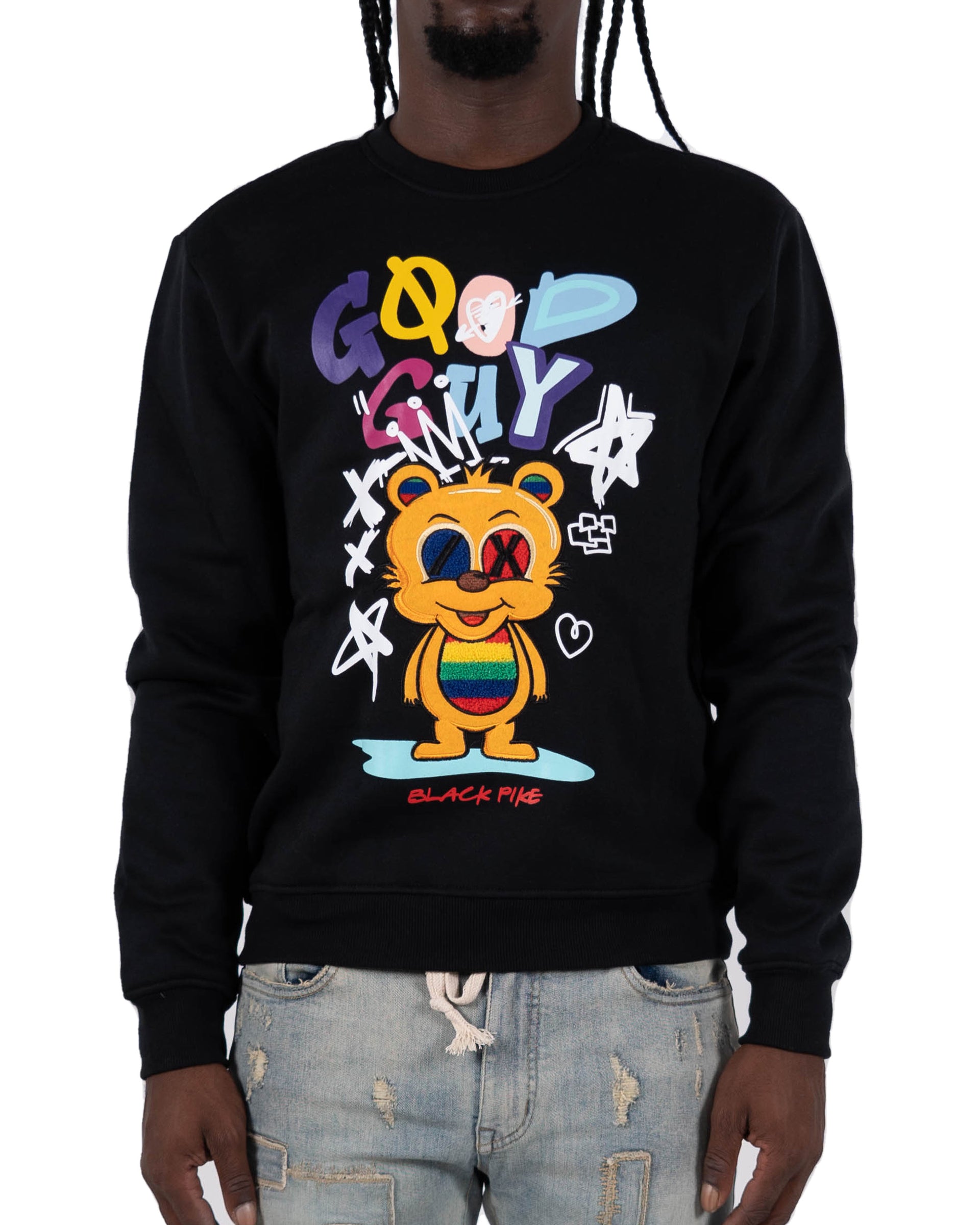 Men's "Good Guy" Graphic Embroidered Sweatshirt | Black