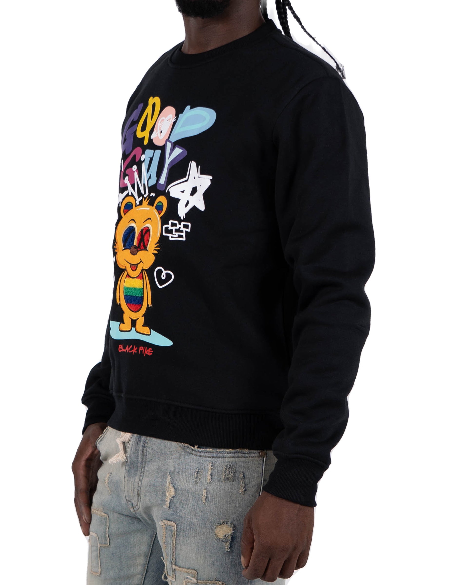 Men's "Good Guy" Graphic Embroidered Sweatshirt | Black