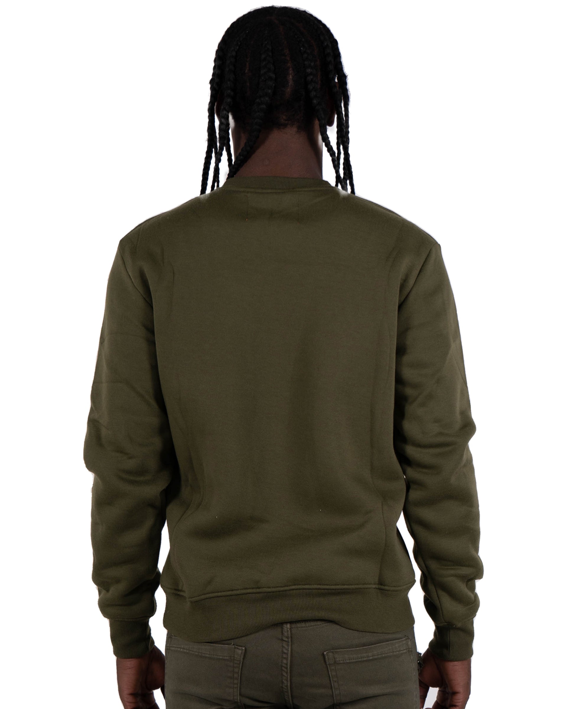 Men's "Fearless" Tiger Graphic Multi Texture Sweatshirt | Olive