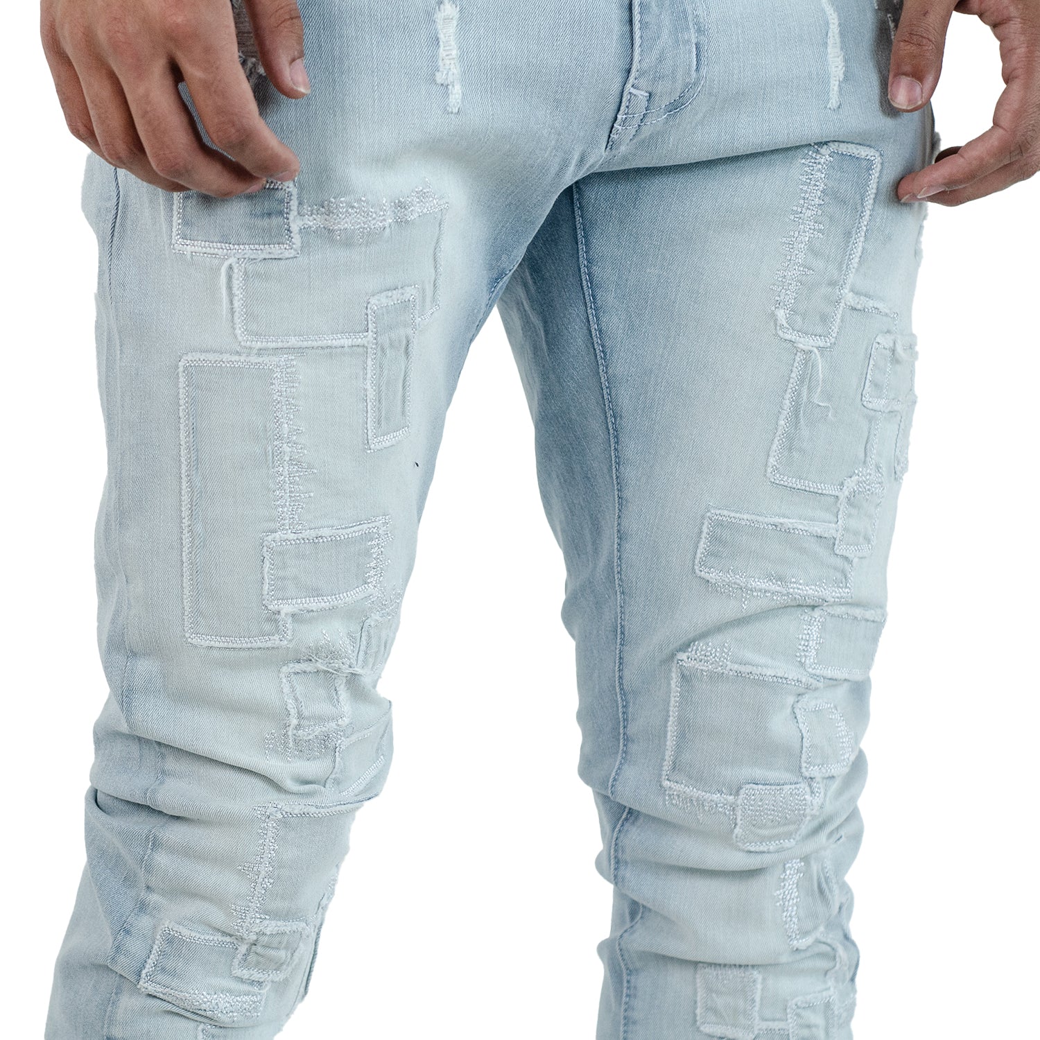 HUMBOLDT | Slim Fit Stitched Denim Jeans in Light Wash