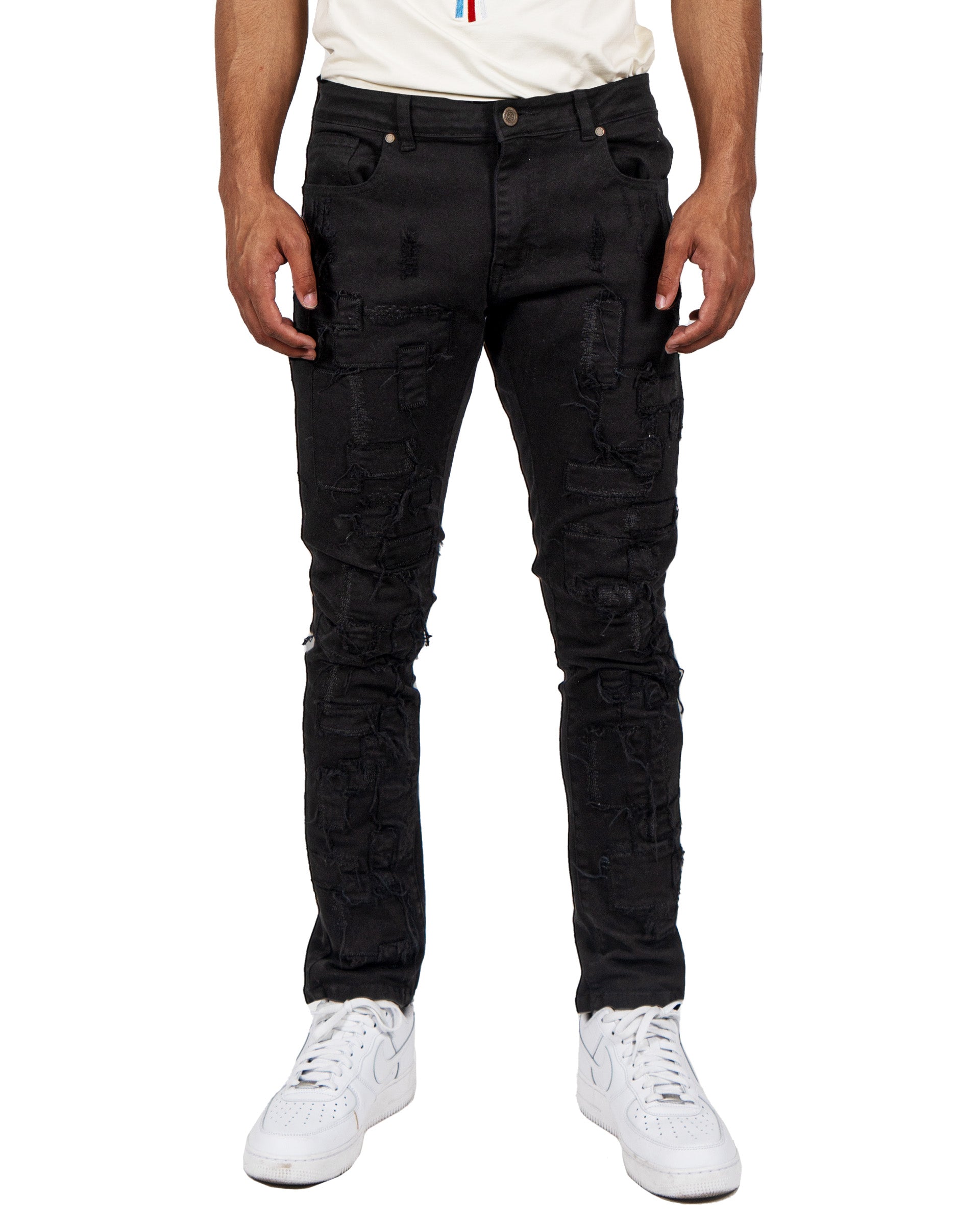 HUMBOLDT | Slim Fit Stitched Denim Jeans in Jet Black