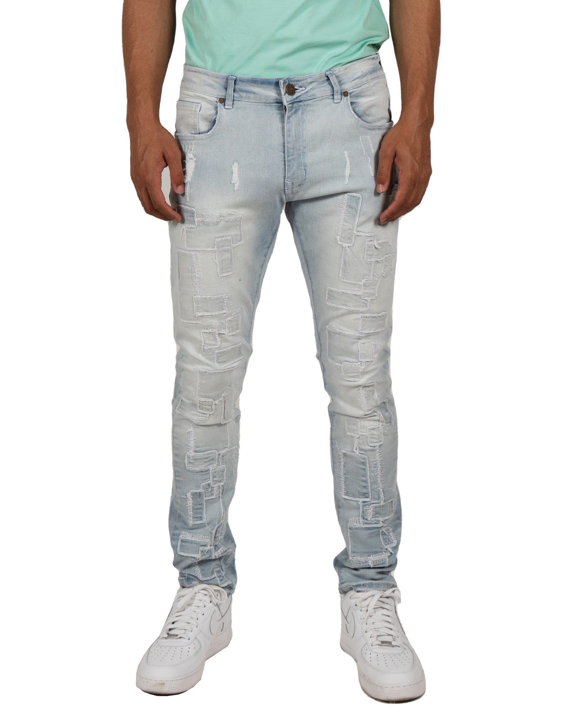 HUMBOLDT | Slim Fit Stitched Denim Jeans in Light Wash