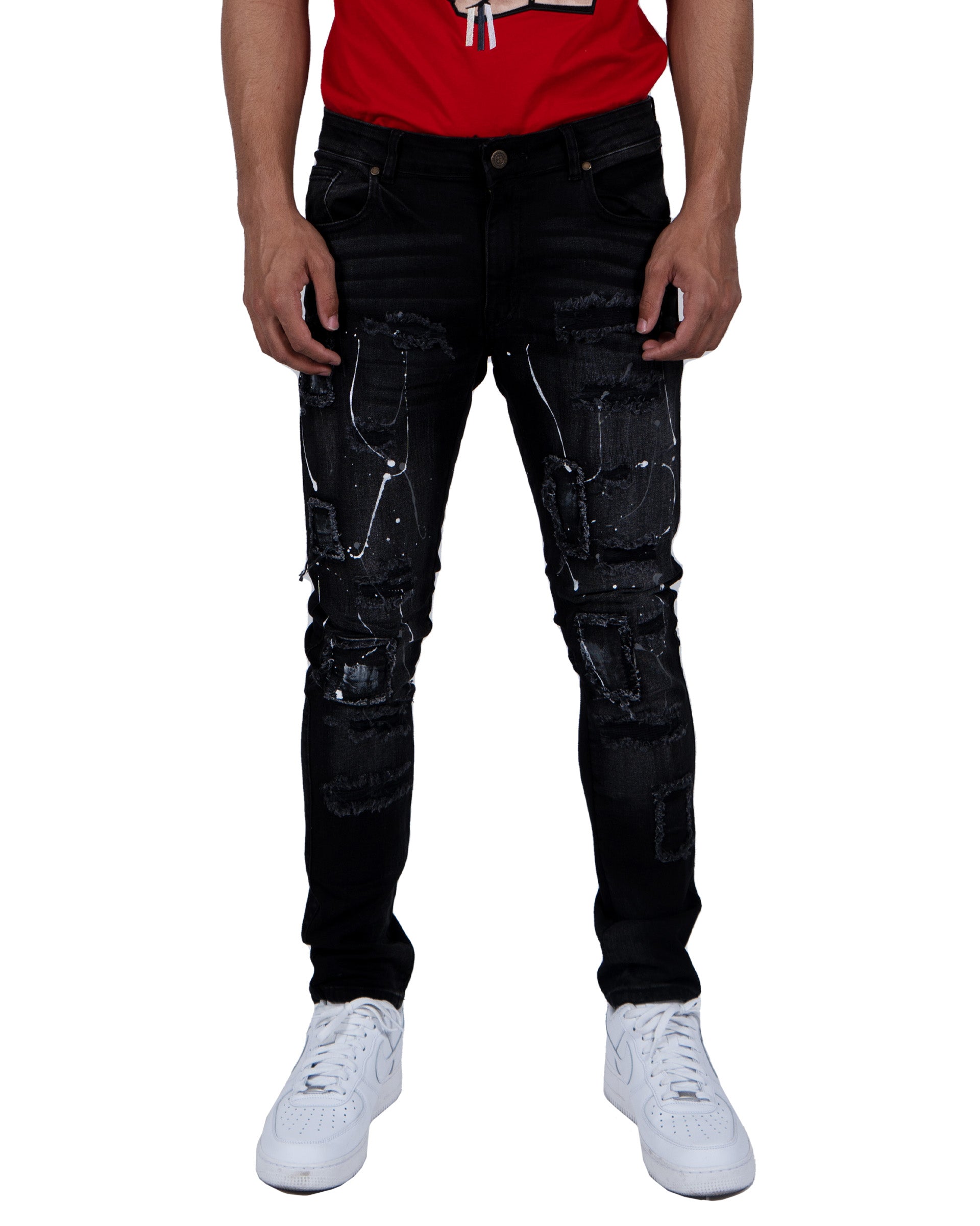 JACKSON | Slim Fit Distressed Denim Jeans in Black Wash