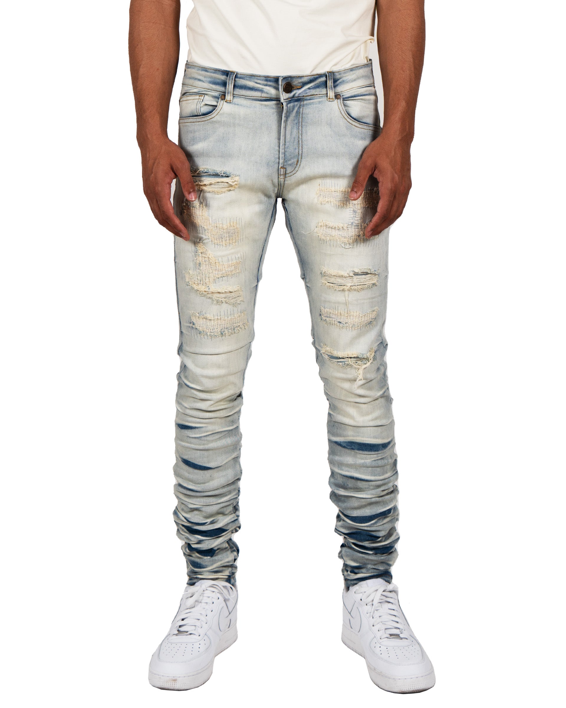 MONROE | Skinny Fit Stacked Leg Denim Jeans in Vintage