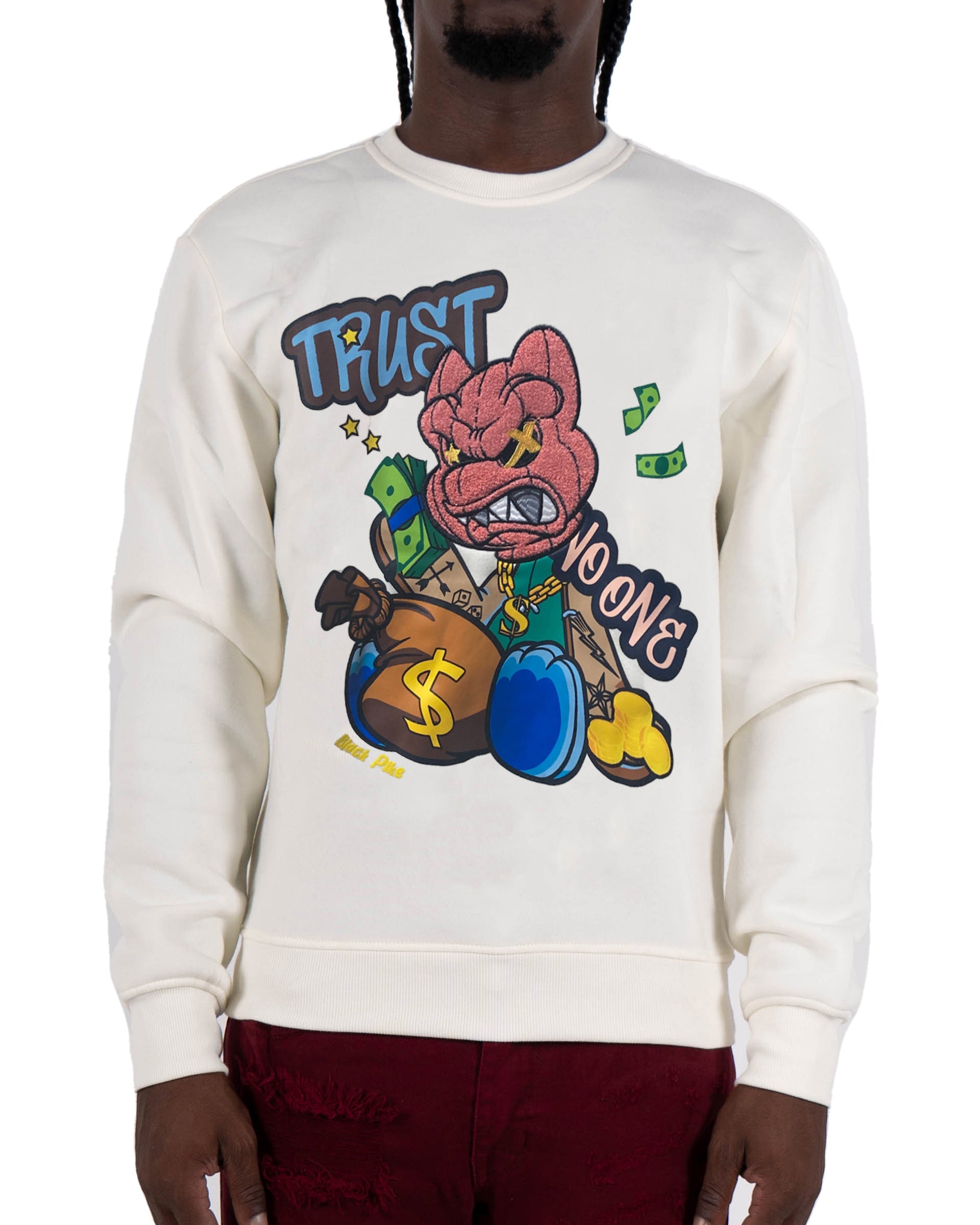 Men's "Trust No One" Graphic Embroidered Sweatshirt | Off White