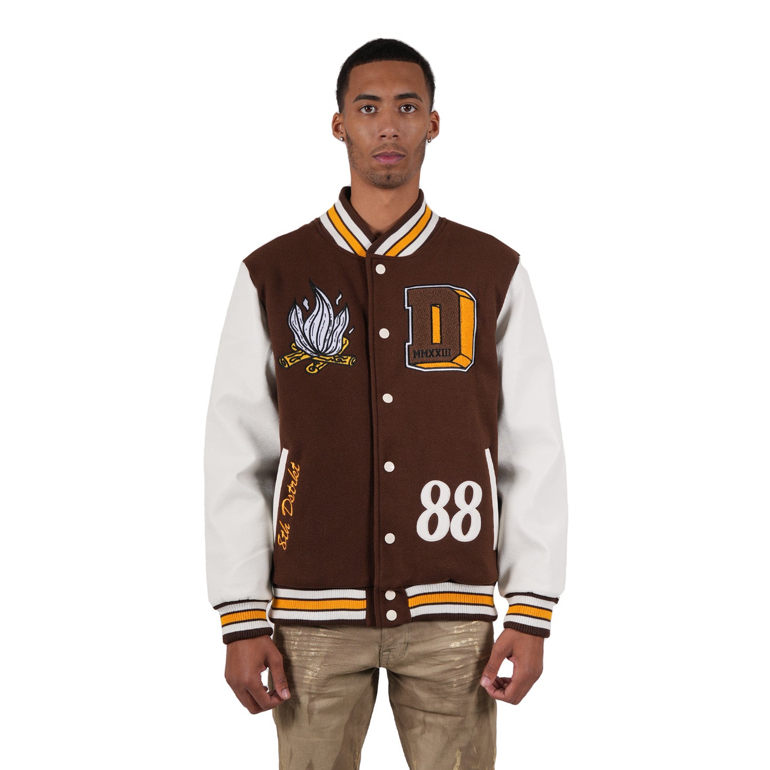 Men's "Born To Be Different" Varsity Bomber Jacket | Brown