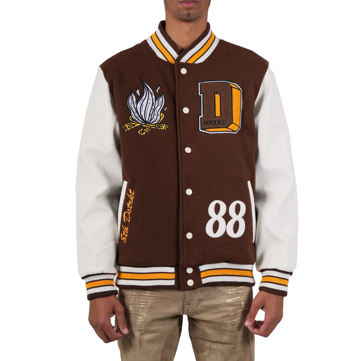 Men's "Born To Be Different" Varsity Bomber Jacket | Brown