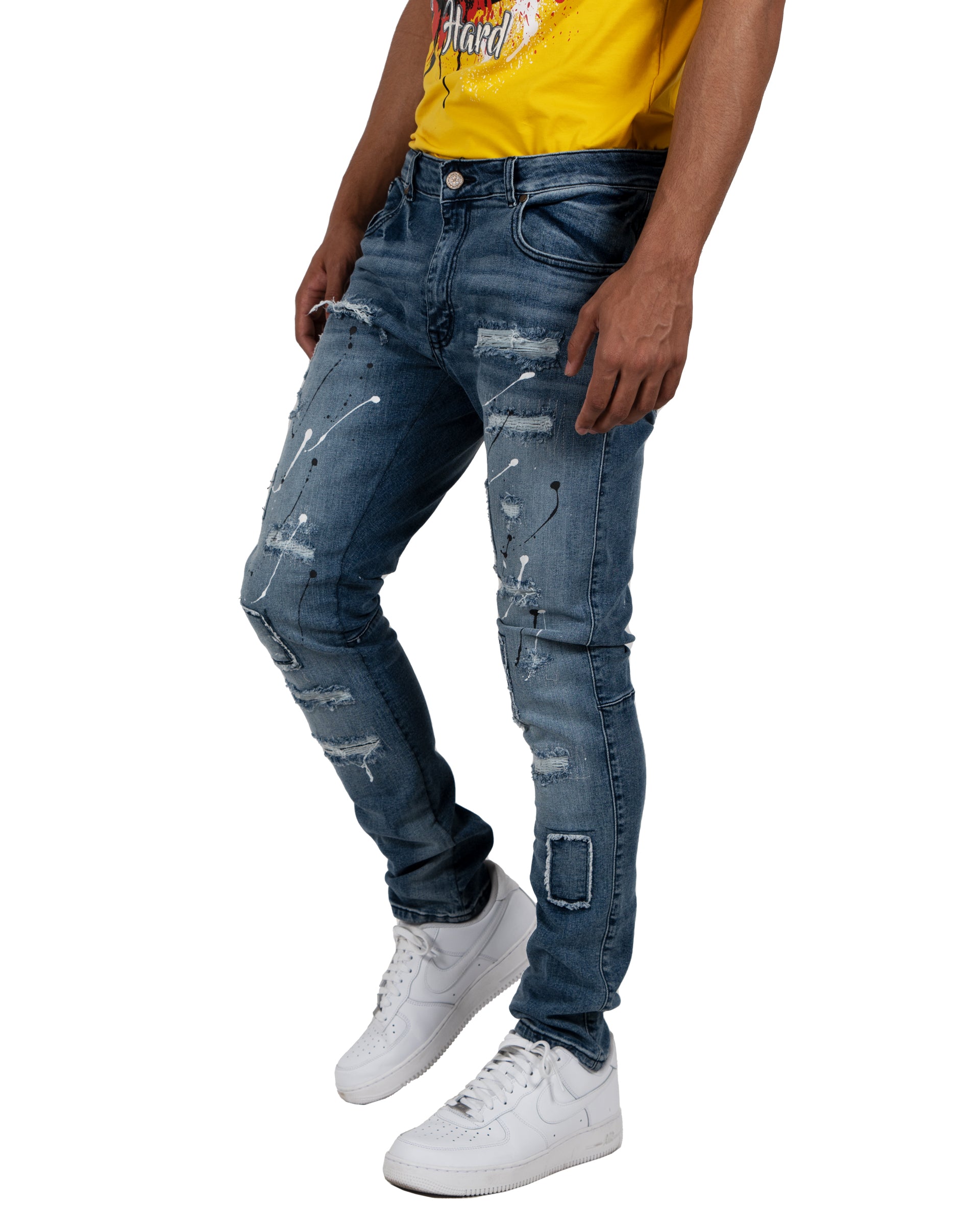 JACKSON | Slim Fit Distressed Denim Jeans in Medium Blue