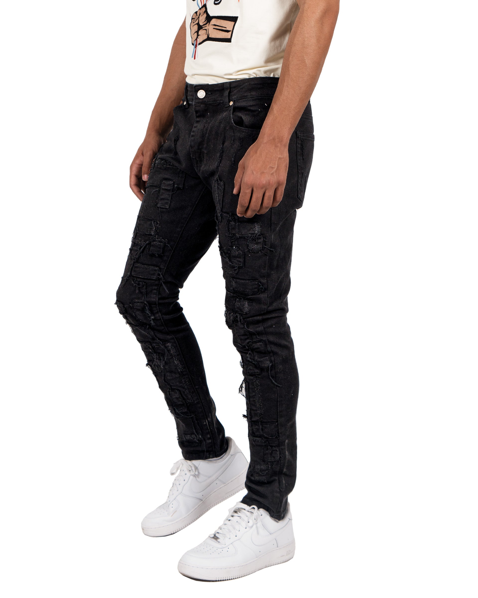HUMBOLDT | Slim Fit Stitched Denim Jeans in Jet Black