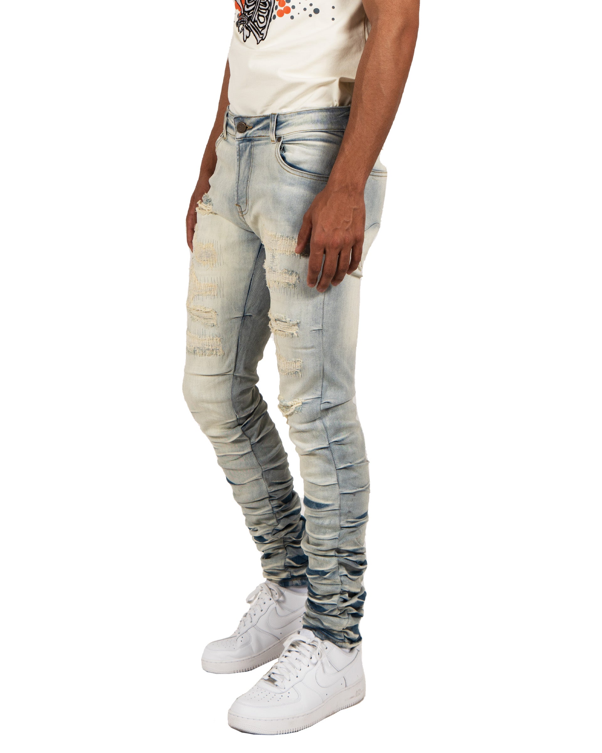 MONROE | Skinny Fit Stacked Leg Denim Jeans in Vintage