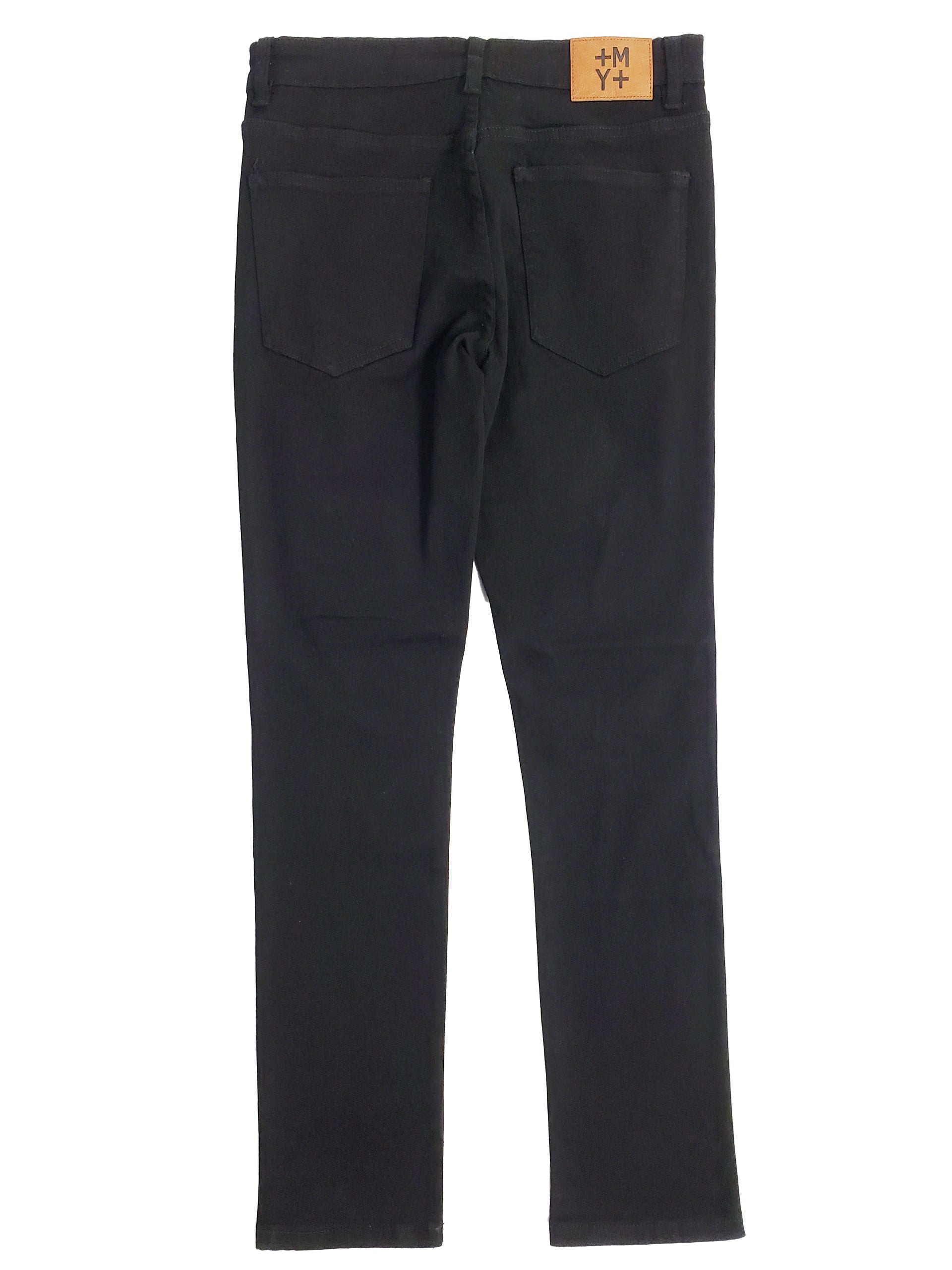 CANAL | Men's Slim Straight Stitch Detail Rip & Repair Denim Jeans in Black Lava