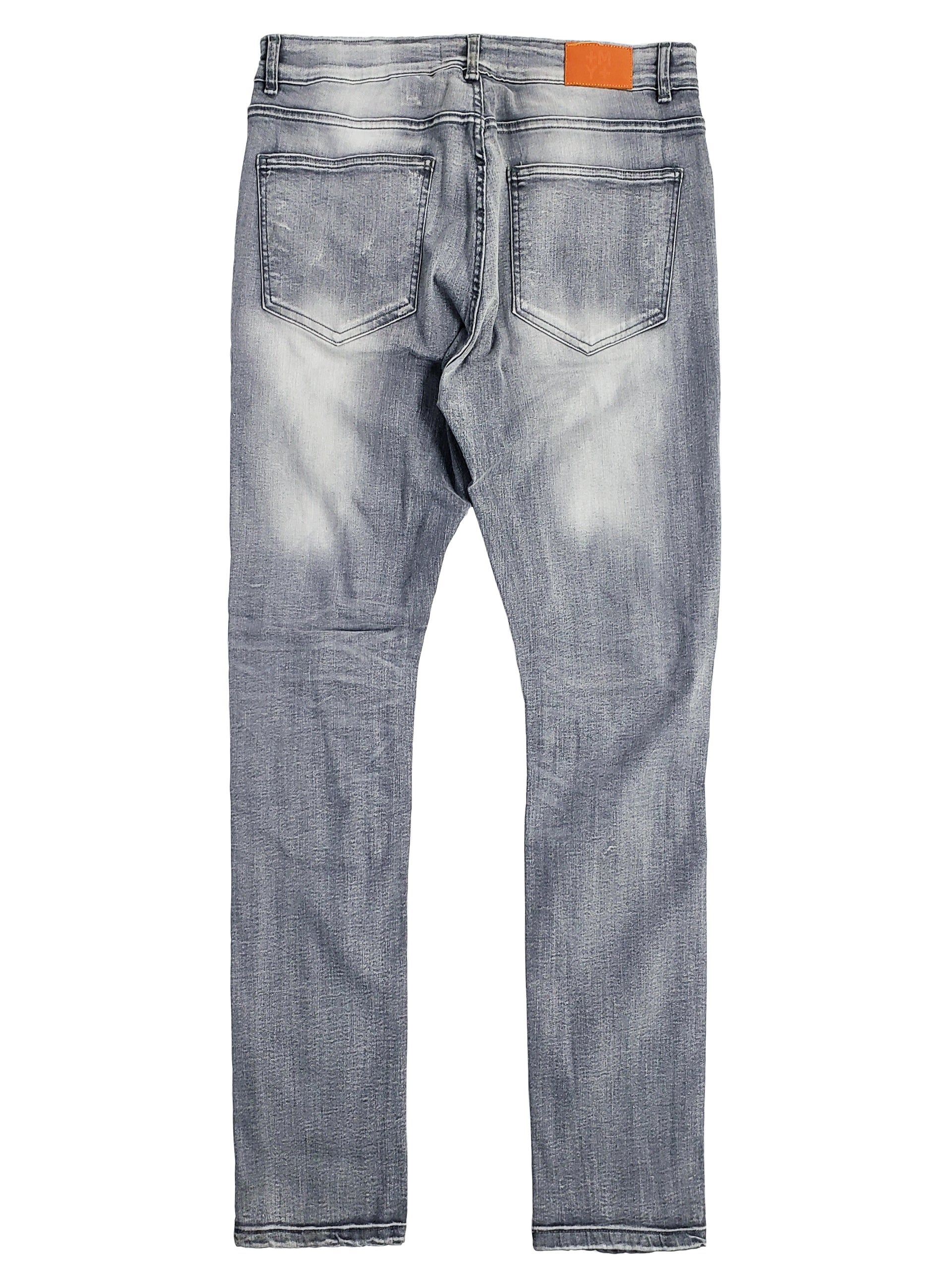 LAWRENCE | Men's Slim Fit Denim Pants Rip & Repair in Light Grey