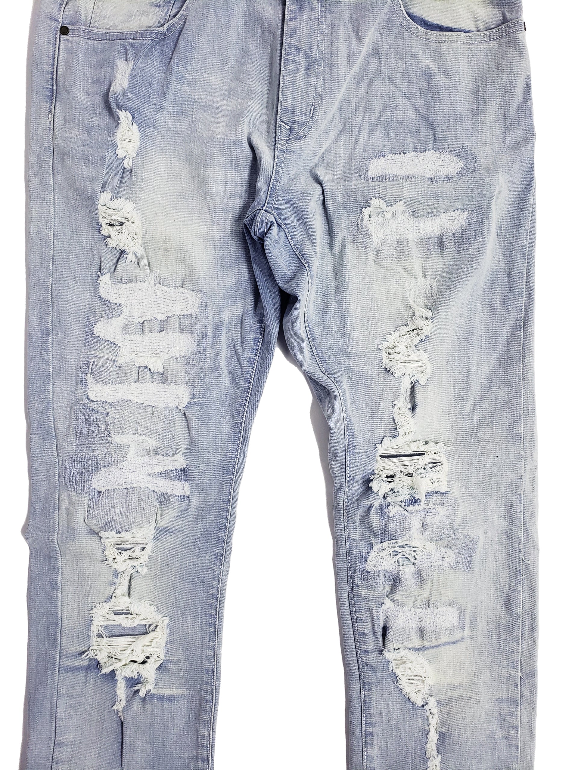 ASHLAND | Men's Slim Fit Denim Pants Rip & Repair in Light Wash