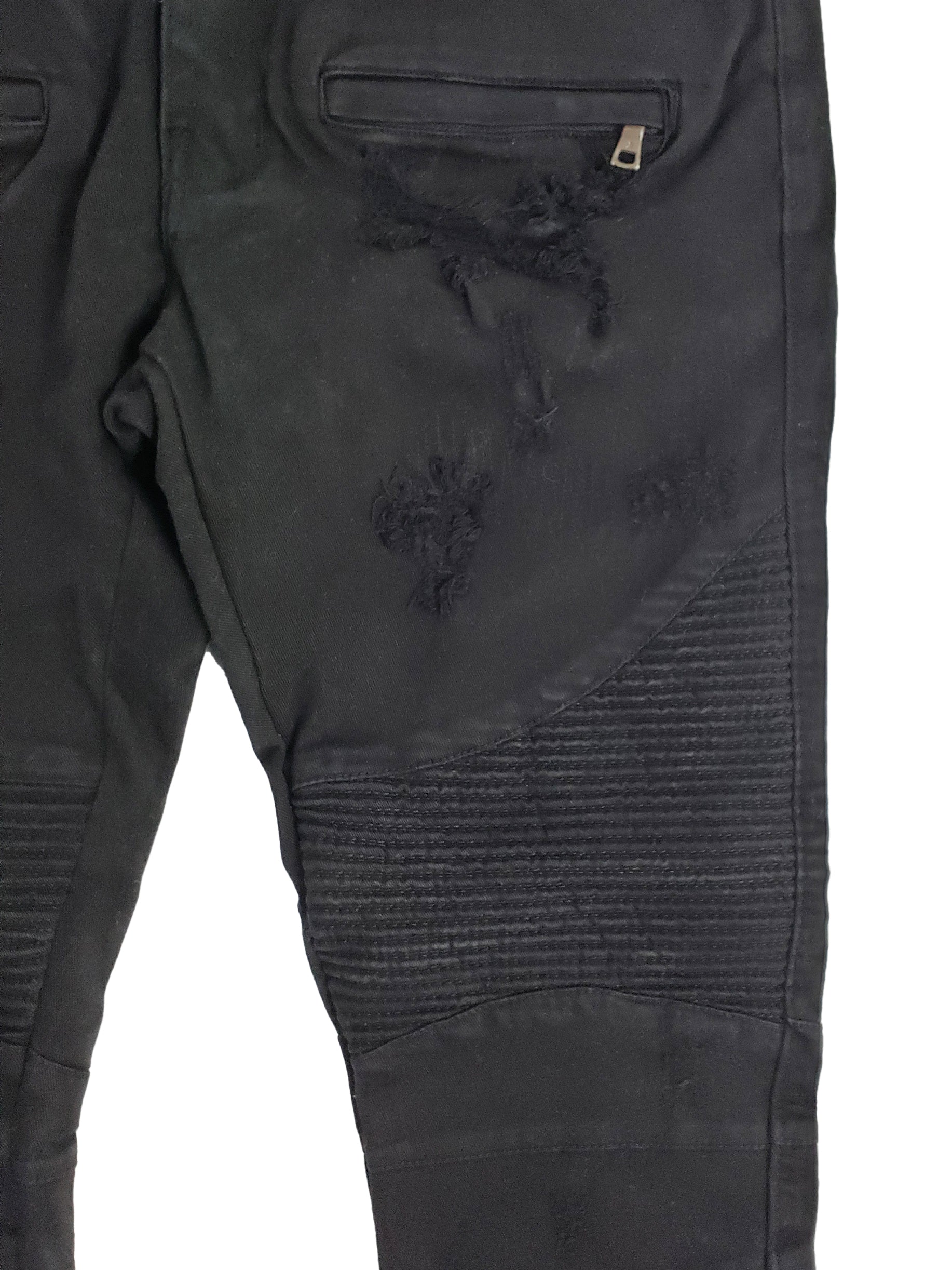 FOSTER | Men's Slim Fit Biker Denim Pants in Jet Black