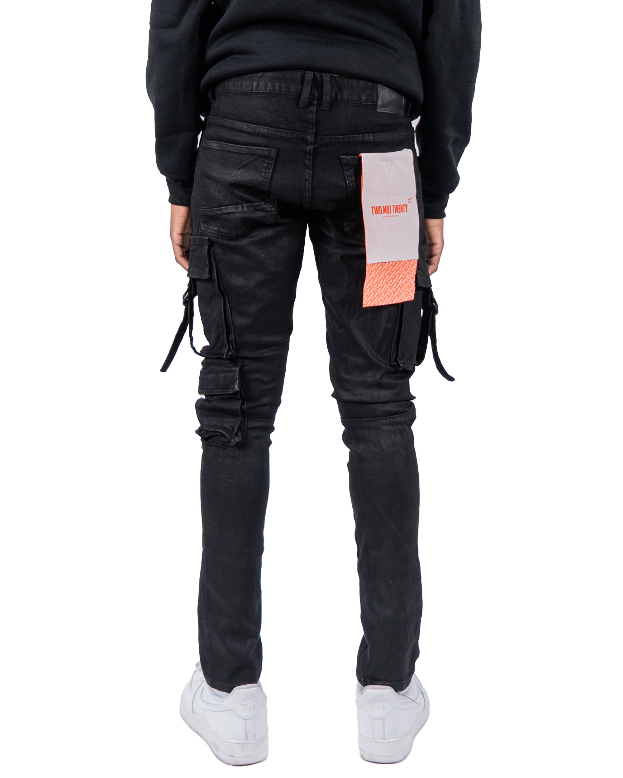 ROSCOE | Slim Fit Cargo Utility Pocket Urban Denim Jeans in Black