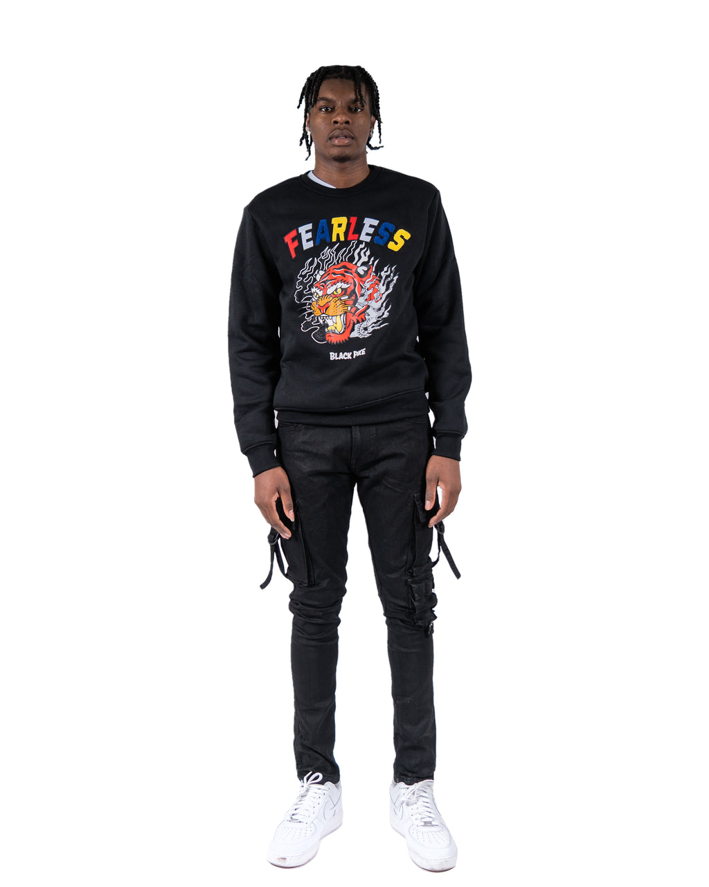 ROSCOE | Slim Fit Cargo Utility Pocket Urban Denim Jeans in Black